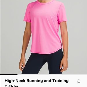 High-Neck Running and Training T-Shirt POW POW Pink